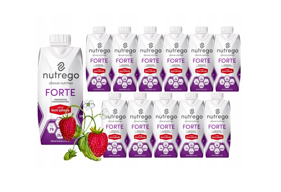 Nutrego Forte 12x330 ml jahoda Vysokokalorická dieta s vysokým obsahem bílkovin
