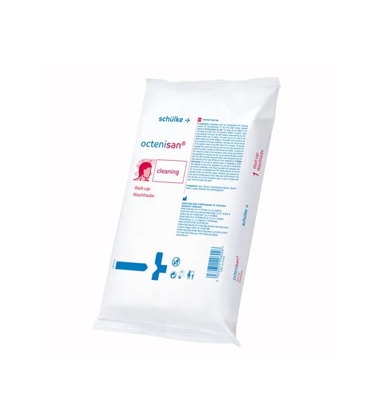 Octenisan wash cap - namočená čepice pro mytí a dekontaminaci vlasů a pokožky hlavy bez použití vody