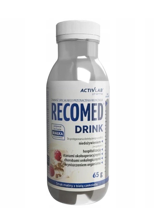 Recomed Drink 65 g bílé čokolády s malinami