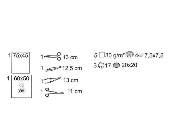 Sada pro zavádění stehů Tvrdý blistr MA-991-ZBB2-011