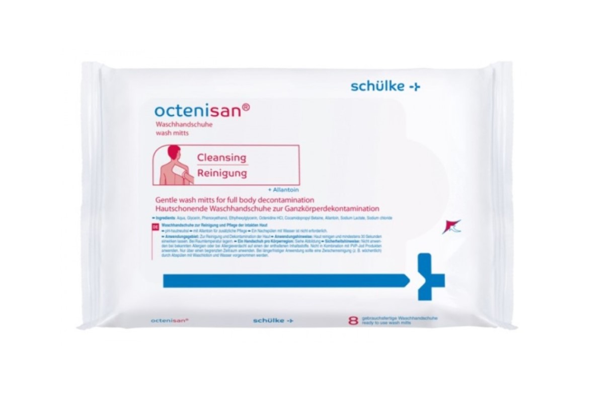 Octenisan mycí rukavice 8ks - rukavice pro mytí a péči o neporušenou pokožku bez použití vody