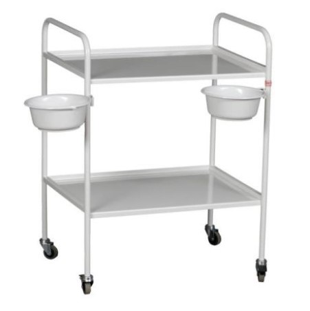 Kovový ošetřovací stolek se 2 policemi a miskami