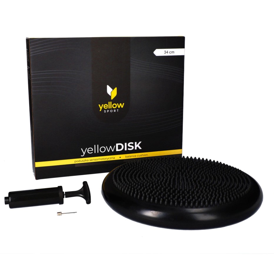 Sensomotorický polštář žlutýDISK s čerpadlem černý