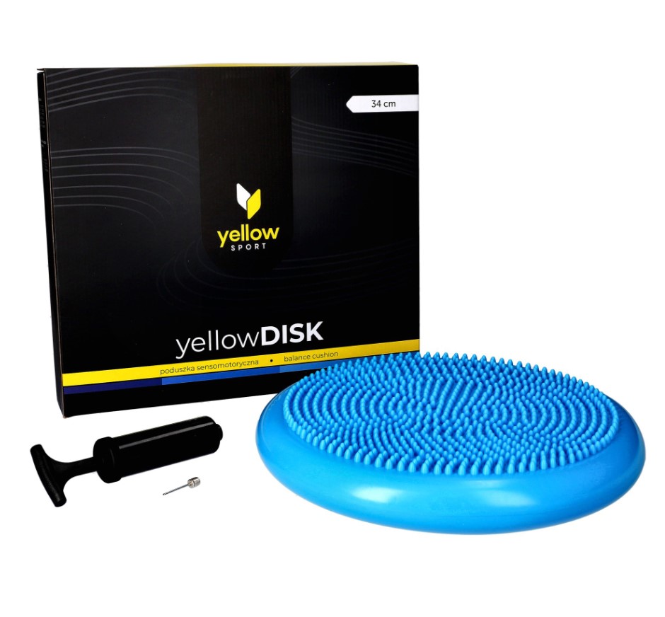 Sensomotorický polštářek žlutýDISK s pumpičkou modrý