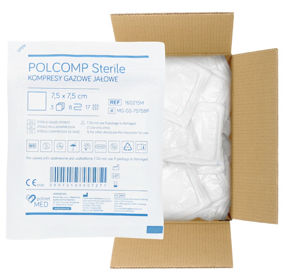 Sterilní gázový obklad 7,5*7,5cm a'3ks-100ks 17N 8W