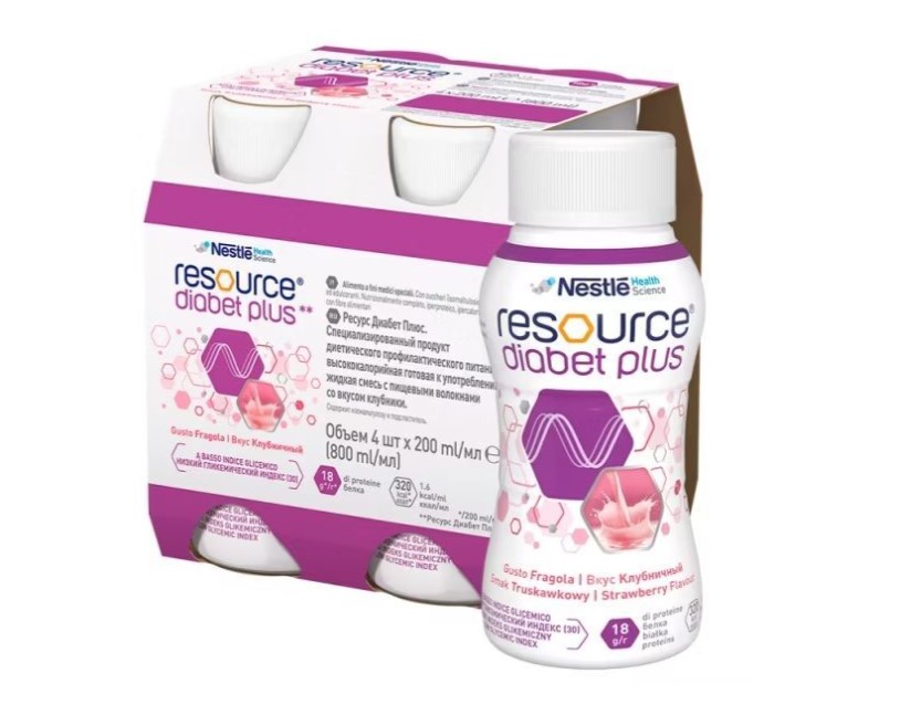 Resource Diabet Plus 4x200ml jahodová příchuť