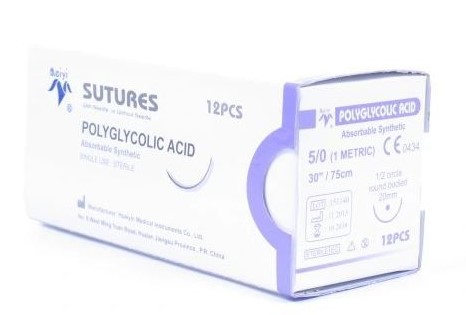 PGA 1 vstřebatelná chirurgická nit 75 cm dlouhá, jehla 40 mm, 3/8 kruh, trojúhelníková 1 ks