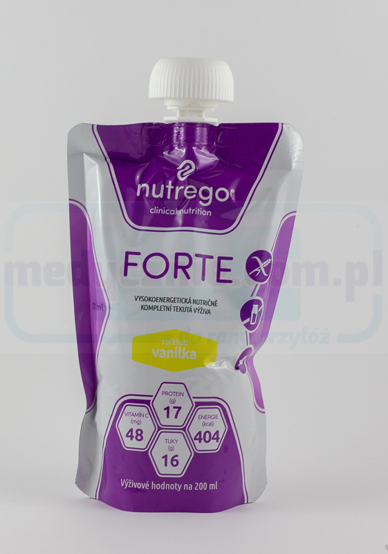 Nutrego Forte 12x200 ml Vanilka vysokokalorická dieta s vysokým obsahem bílkovin