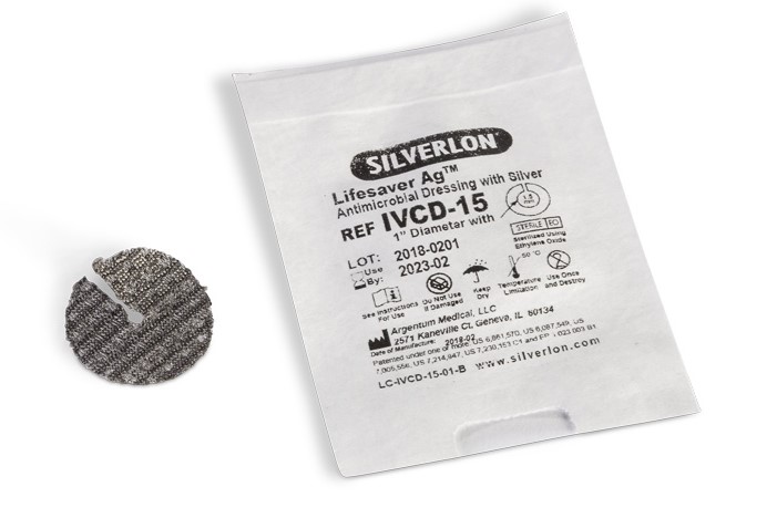 Silverlon Lifesaver IVCD-15 průměr 2,5 cm s otvorem 1,5 mm 1ks centrální obvaz na vpichy