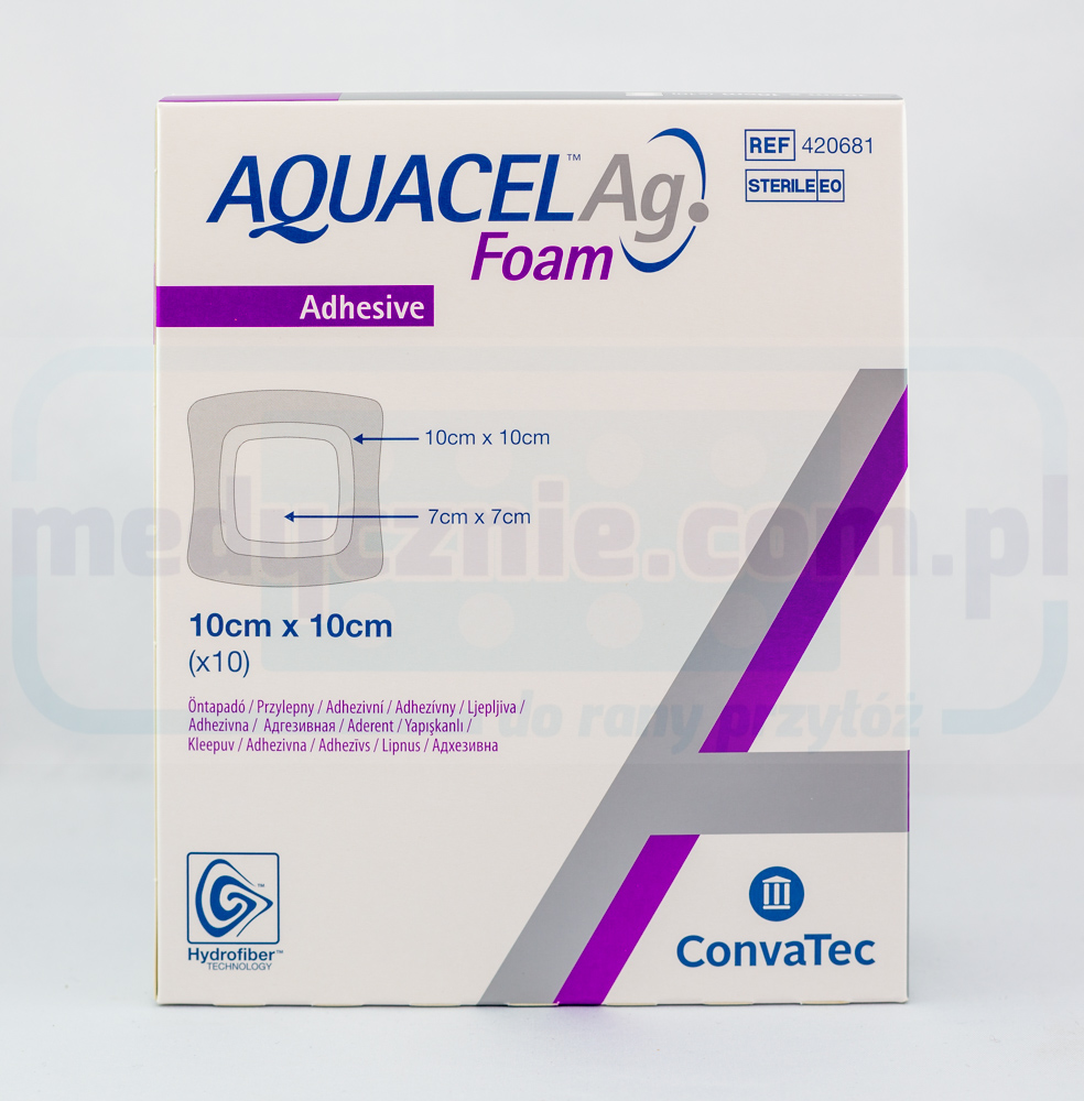 Aquacel Foam Ag Adhesive 10*10cm vícevrstvý pěnový obvaz 1ks