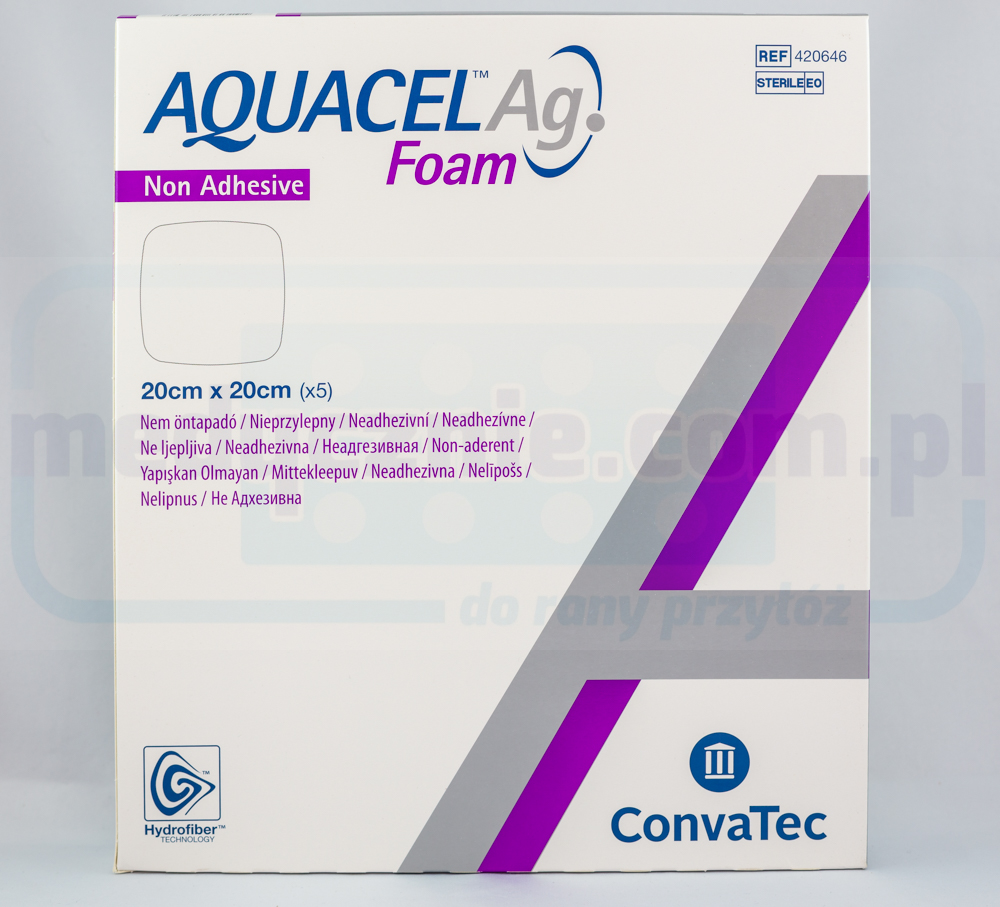 Aquacel Foam Ag Non Adhesive 20*20cm vícevrstvý pěnový obvaz 1ks
