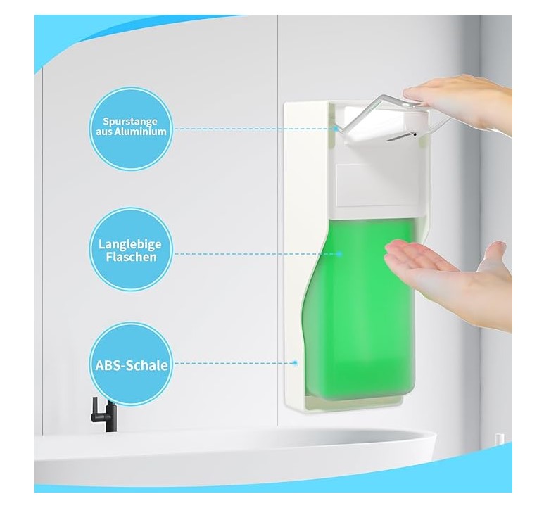 Kolenový dávkovač na dezinfekční tekutinu/gel nebo mýdlo, nástěnný objem 1 l