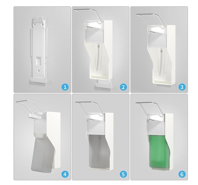 Kolenový dávkovač na dezinfekční tekutinu/gel nebo mýdlo, nástěnný objem 1 l - Obrázek 4