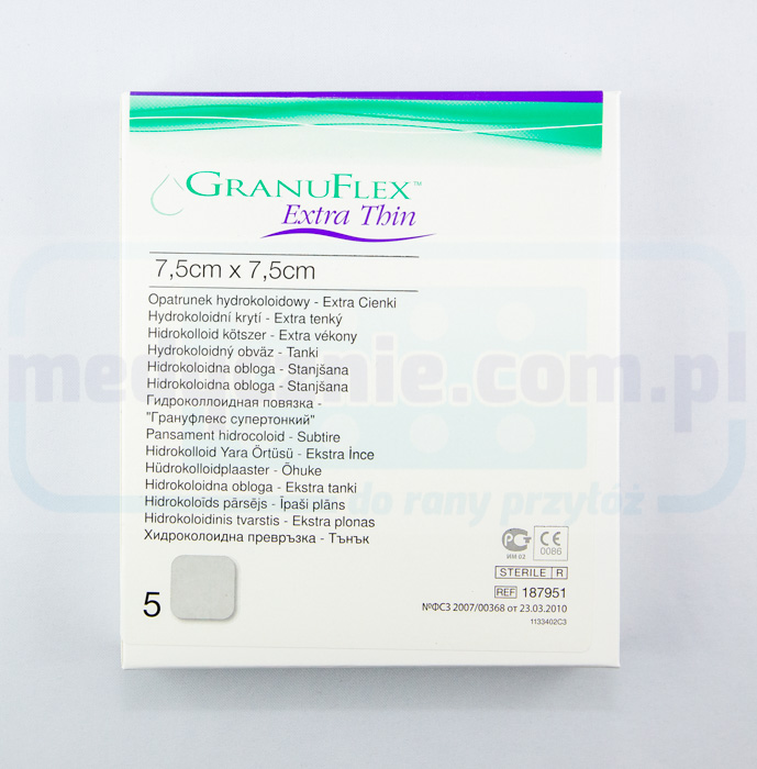 Hydrokoloidní obvaz Granuflex Extra Thin 7,5*7,5 cm 1ks