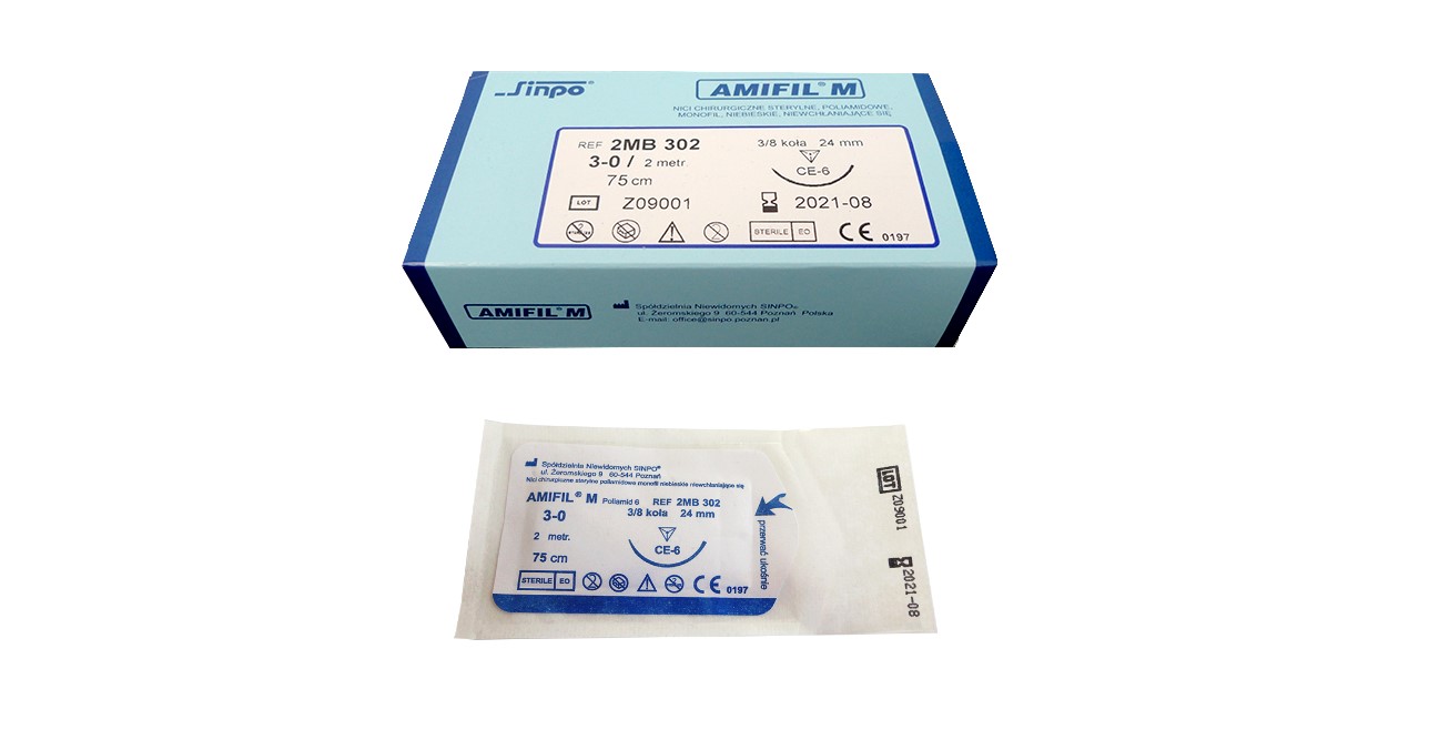 Nevstřebatelná chirurgická nit Amfil 5/0 45cm trojúhelníková 3/8 kruh 19mm 1ks
