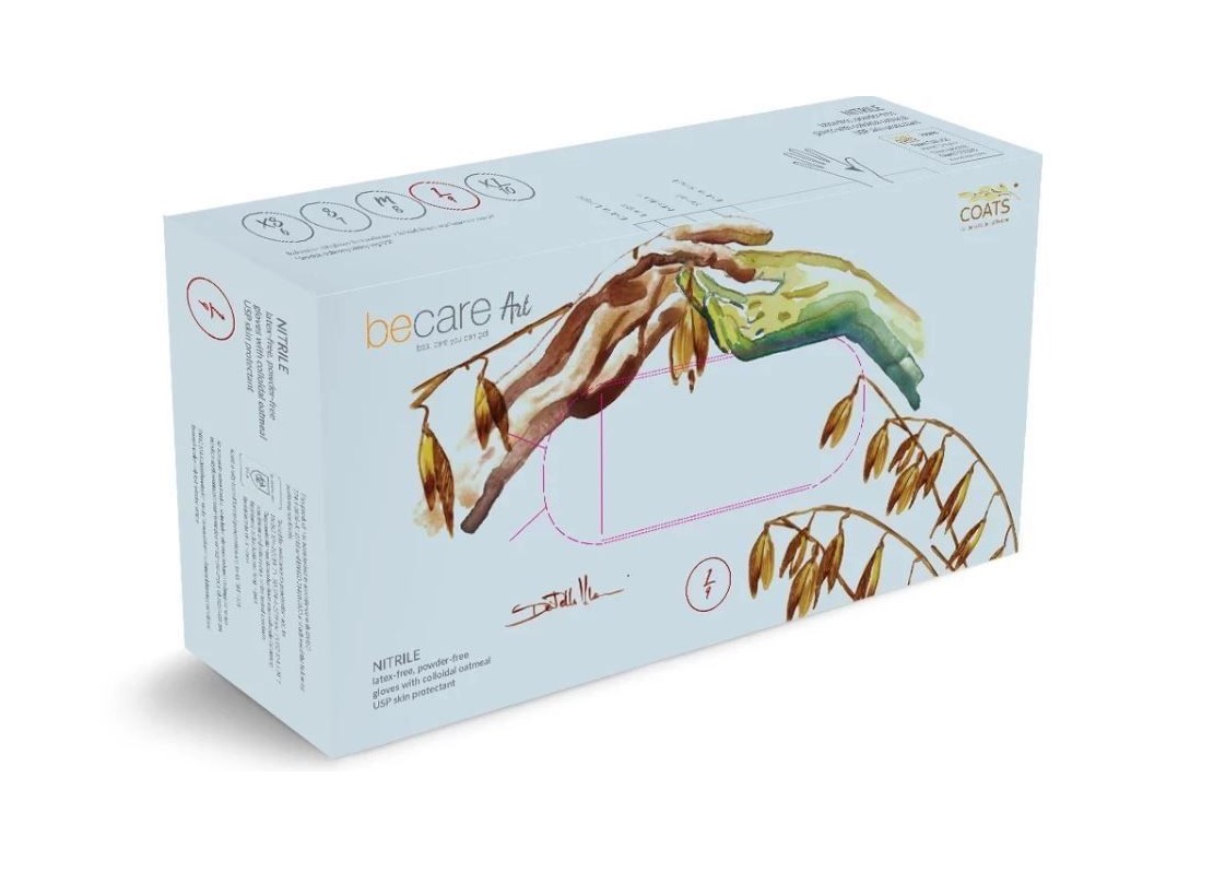 BECARE S 200ks nitrilových rukavic s ovesnými vločkami