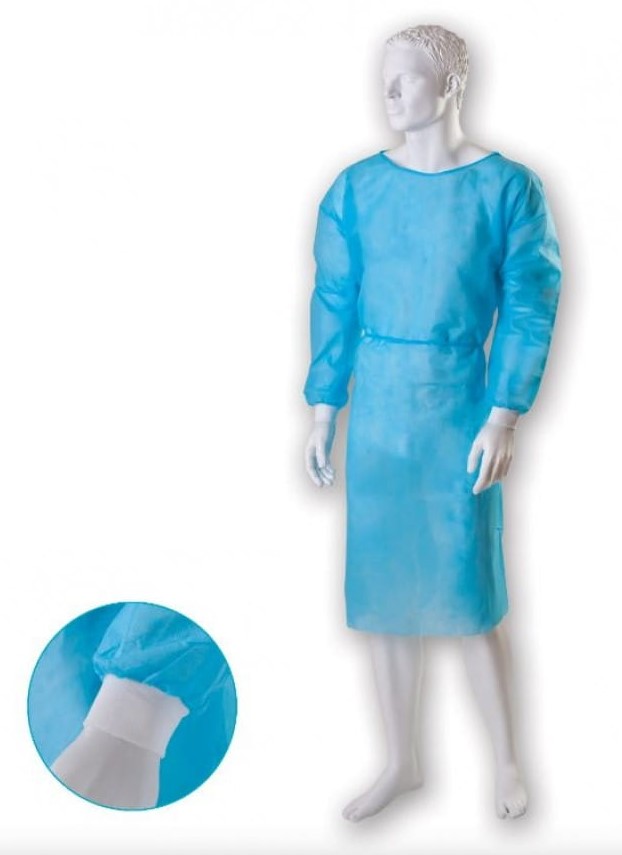 Zástěra z netkané textilie s manžetou 20g velikost XL 1ks modrá