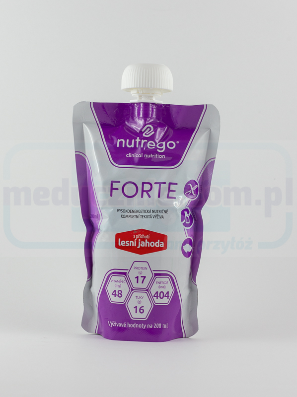 Nutrego Forte 12x200 ml jahoda Vysokokalorická dieta s vysokým obsahem bílkovin