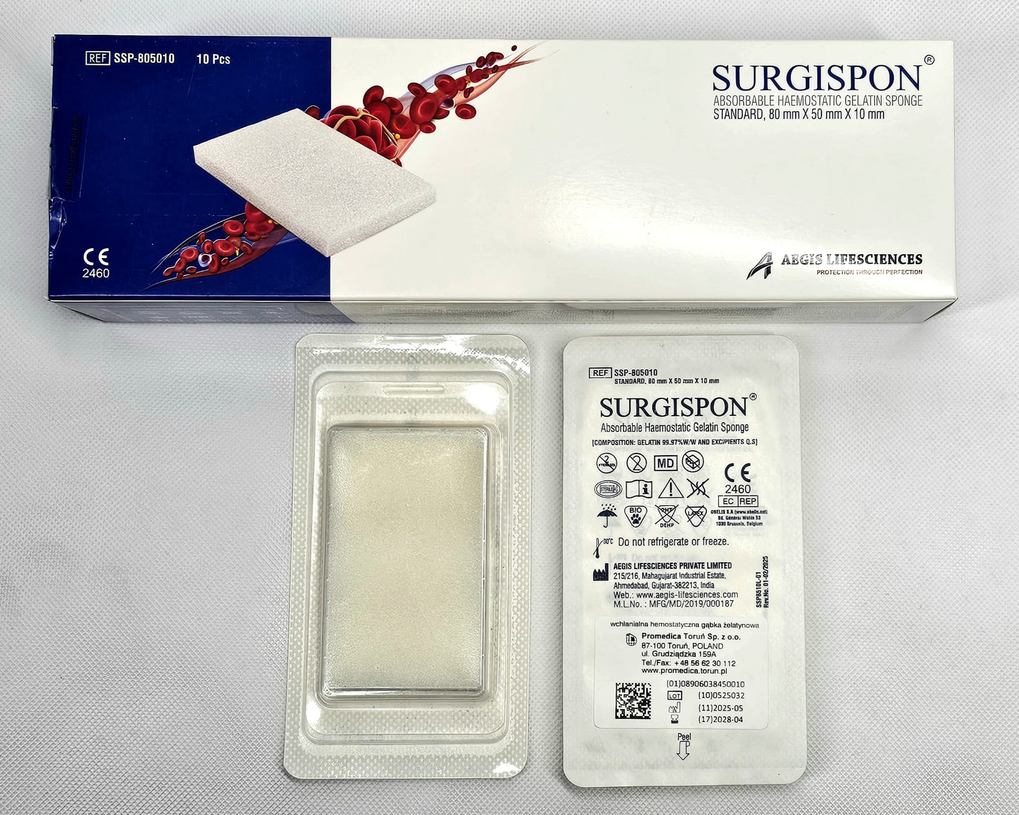 Surgispon 8cm* 5cm* 1cm 1ks želatinová houba s hemostatickým účinkem