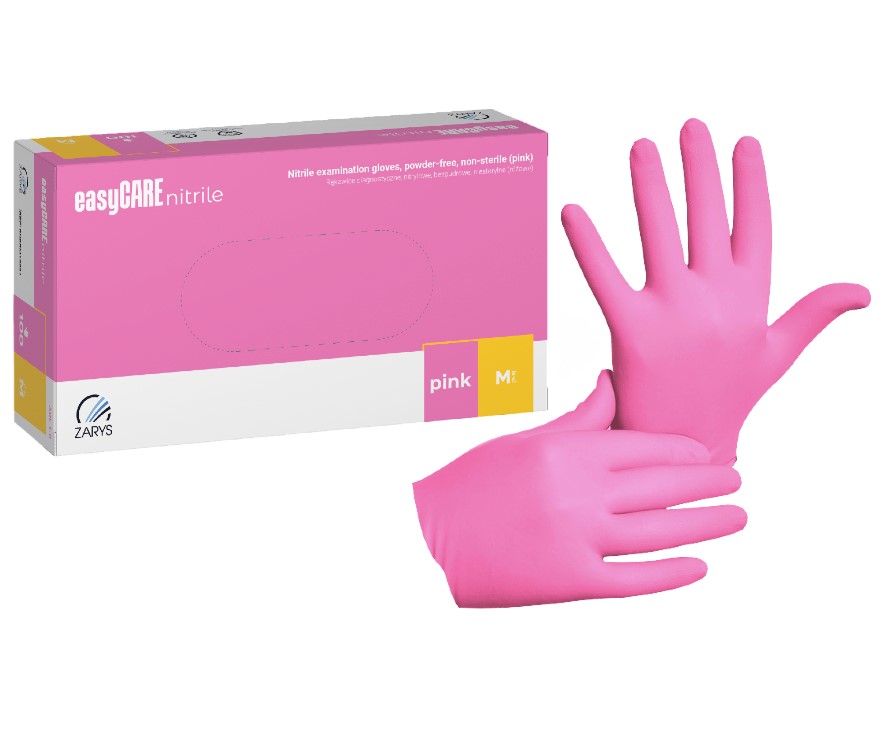 Pink M 100ks nitrilových rukavic EasyCare bez pudru