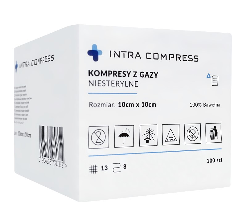Nesterilní plynová komprese 10*10cm 100ks 13N 8W