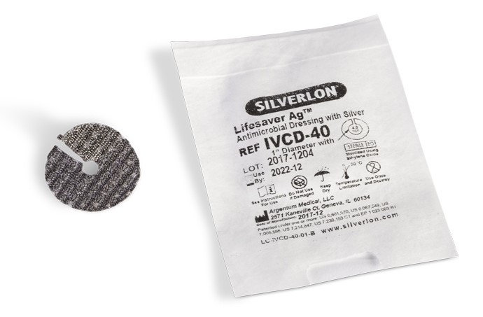 Silverlon Lifesaver IVCD-40 průměr 2,5 cm s otvorem 4,0 mm 1ks centrální obvaz na vpichy
