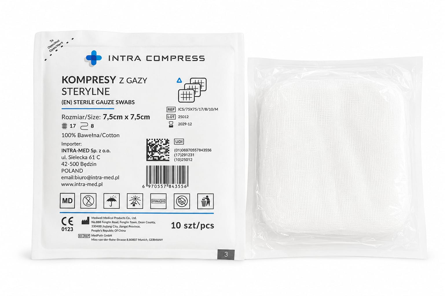 Sterilní plynový obklad 7,5*7,5 cm 3ks blistrů 17N 8W (Kopia)