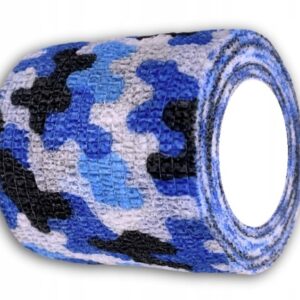 Gumová páska 5cm*4,5m 1ks maskáčová (bílo-modro-černá) gumička, samolepicí